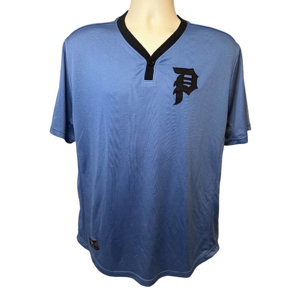 Primitive Dirty P Light Blue Men's Logo Skateboarding Shirt Size Large Back Logo